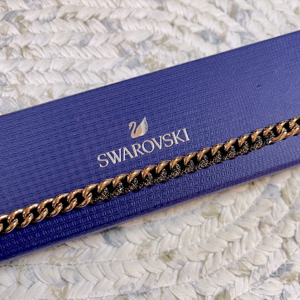 Swarovski NIB Rose Gold & Jet Black Lane Bracelet